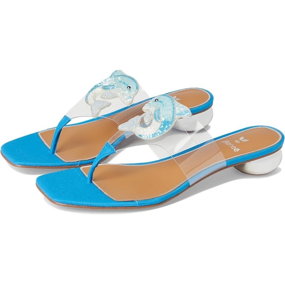 NWT J. Renee Rhinestone Dolphin Clear Vinyl Thong Sandals Sz 6 (no original box) - Picture 2 of 13